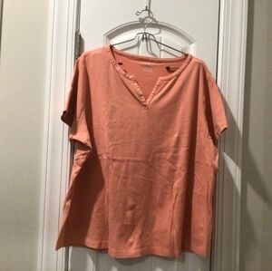 L.L. Bean Women's plus short sleeve notch neck t-shirt, size 2X